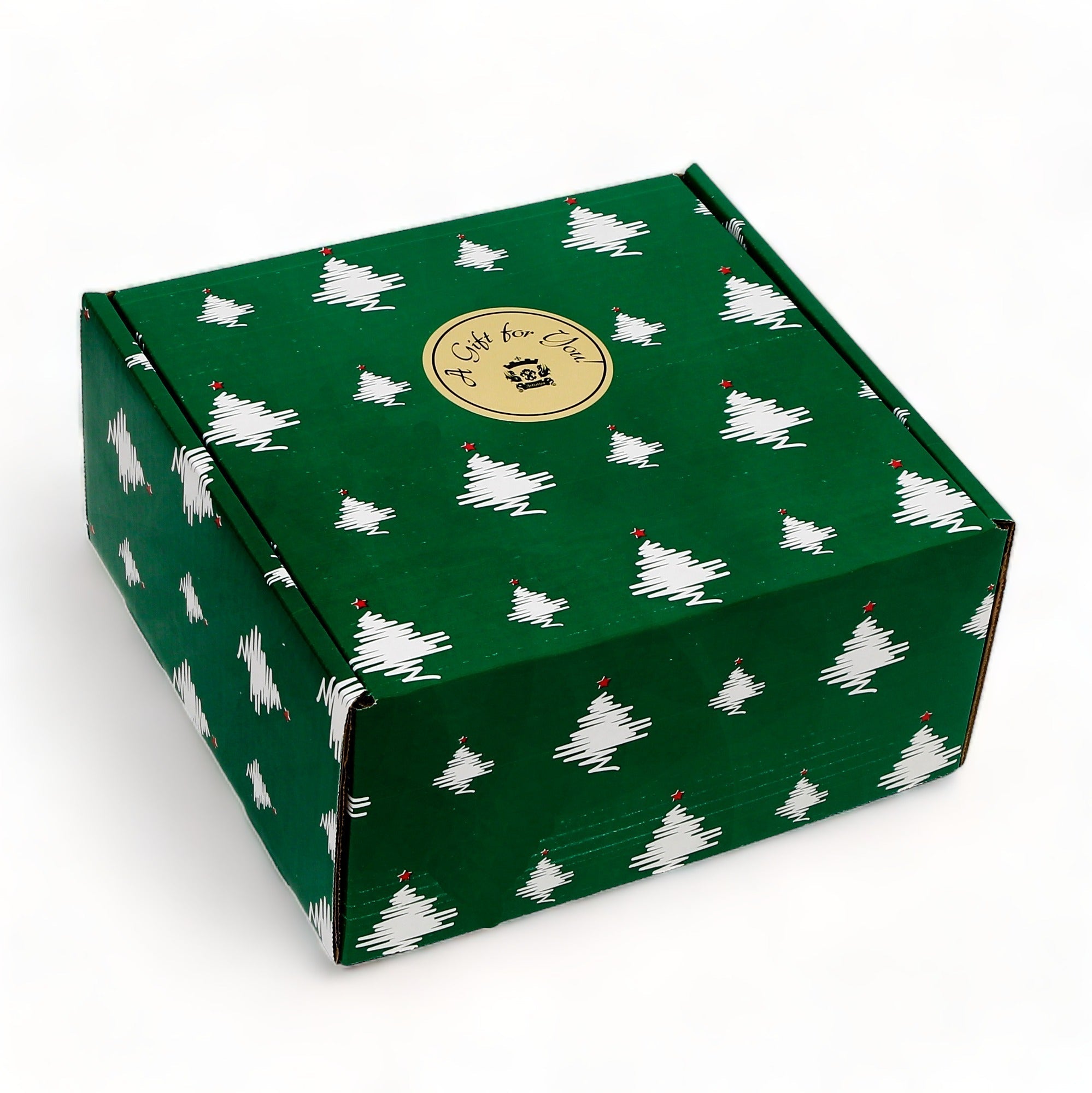 GIFT BOX CHRISTMAS: Green Gift Box with Arte Italica Natale Cereal Bowls (Set of 4 pcs)