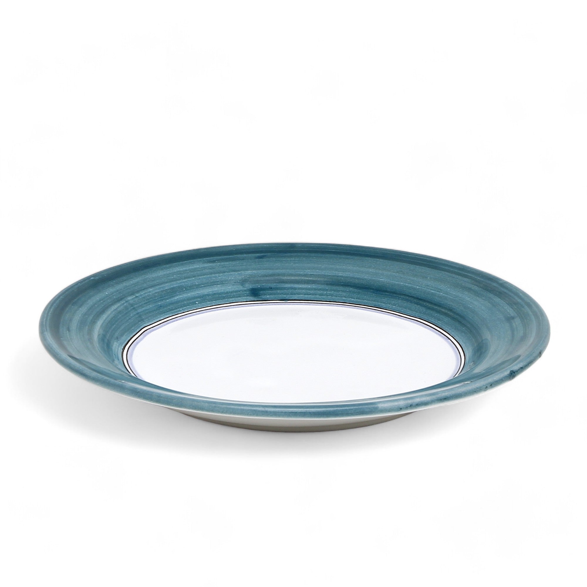 MONOCOLORE: Hand Painted Tray Saucer for Large Deruta Planters (7031/35) TEAL GREEN