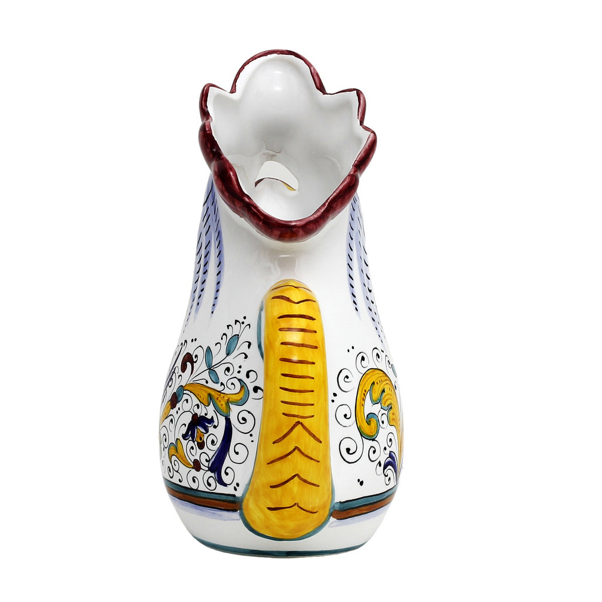 GIFT BOX: With authentic Deruta hand painted ceramic - Deruta Raffaellesco Gallo Pitcher (1 Liter)