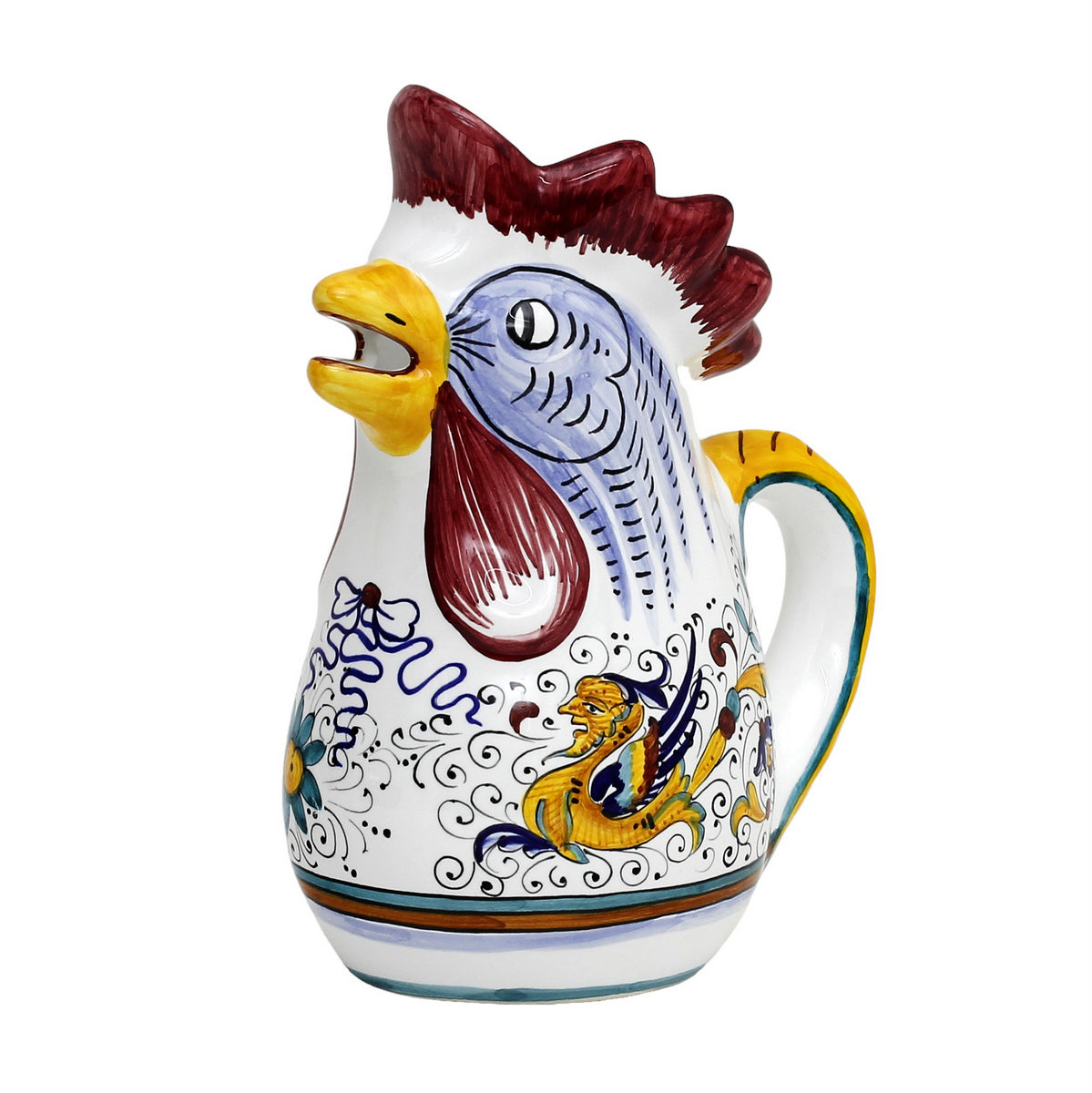 GIFT BOX: With authentic Deruta hand painted ceramic - Deruta Raffaellesco Gallo Pitcher (1 Liter)