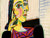 SUBLIMART: Wood Box  Lined large wood box with printed tile - Opera "Portrait of Dora Maar" by Pablo Picasso