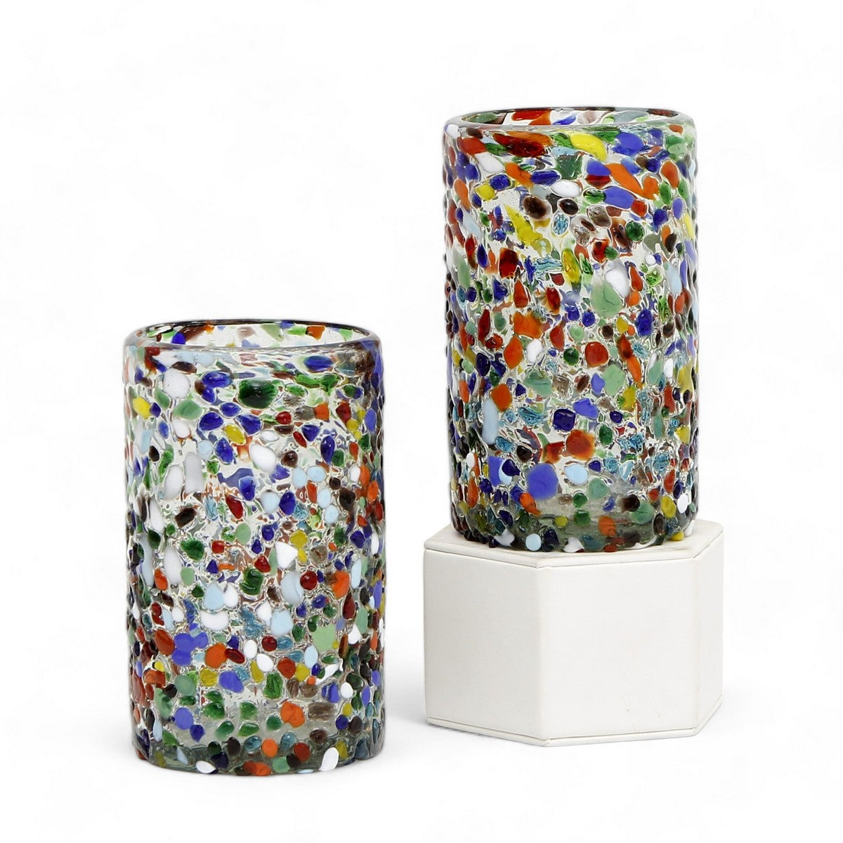 MURANO MURRINA: Murrina Style Murano Glass Tall Tumbler (14 Oz)