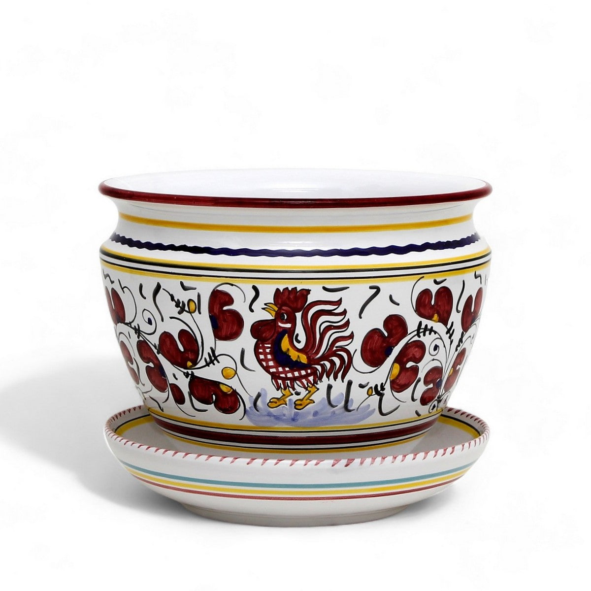 ORVIETO RED ROOSTER: Luxury Cachepot Planter Small