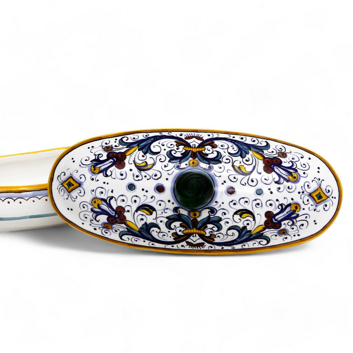 JEWERLY BOX: Authentic Deruta with Murano Knob - Oval RICCO DERUTA design