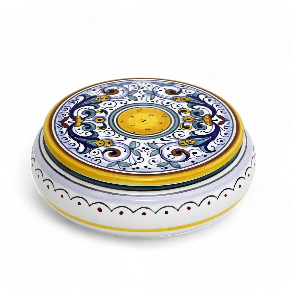 JEWERLY BOX: Authentic Deruta with Murano Knob - Round RICCO DERUTA design