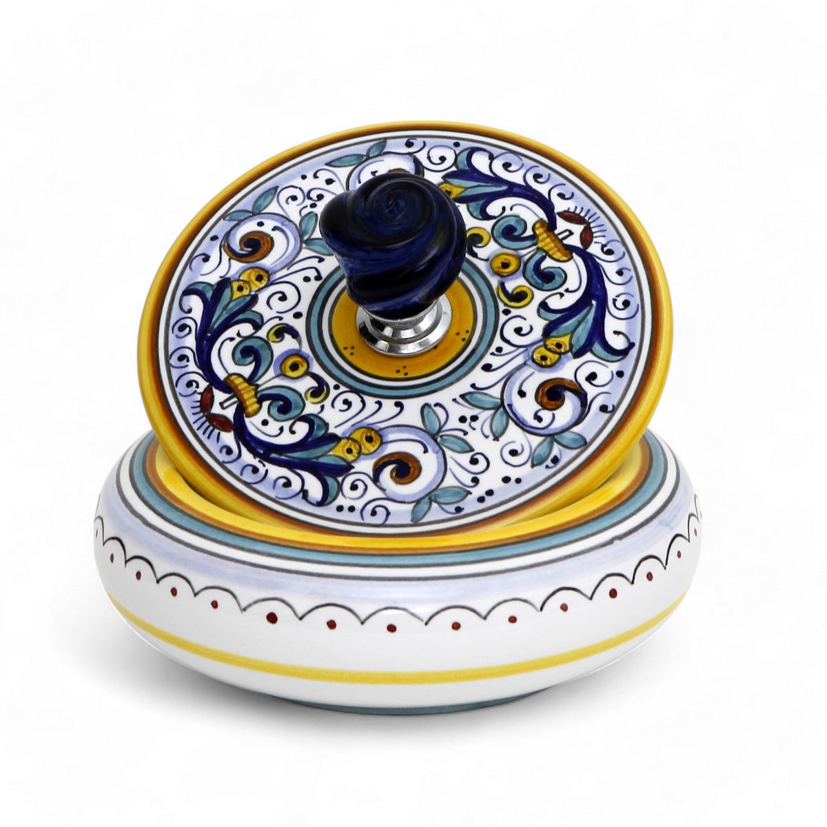 JEWERLY BOX: Authentic Deruta with Murano Knob - Round RICCO DERUTA design