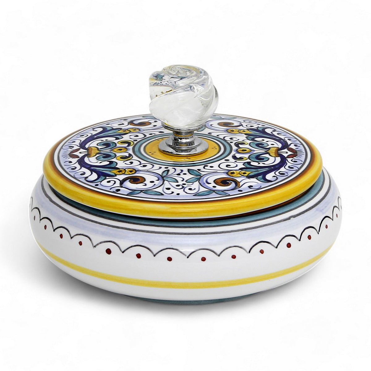 JEWERLY BOX: Authentic Deruta with Murano Knob - Round RICCO DERUTA design