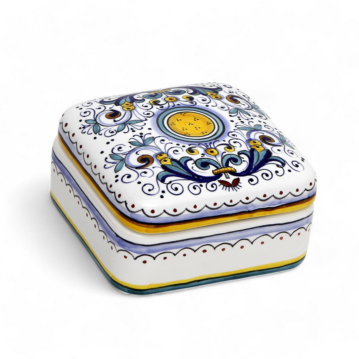 LOVE.ly Deruta Keepsake Square Box with 12 Baci Perugina - RICCO DERUTA design