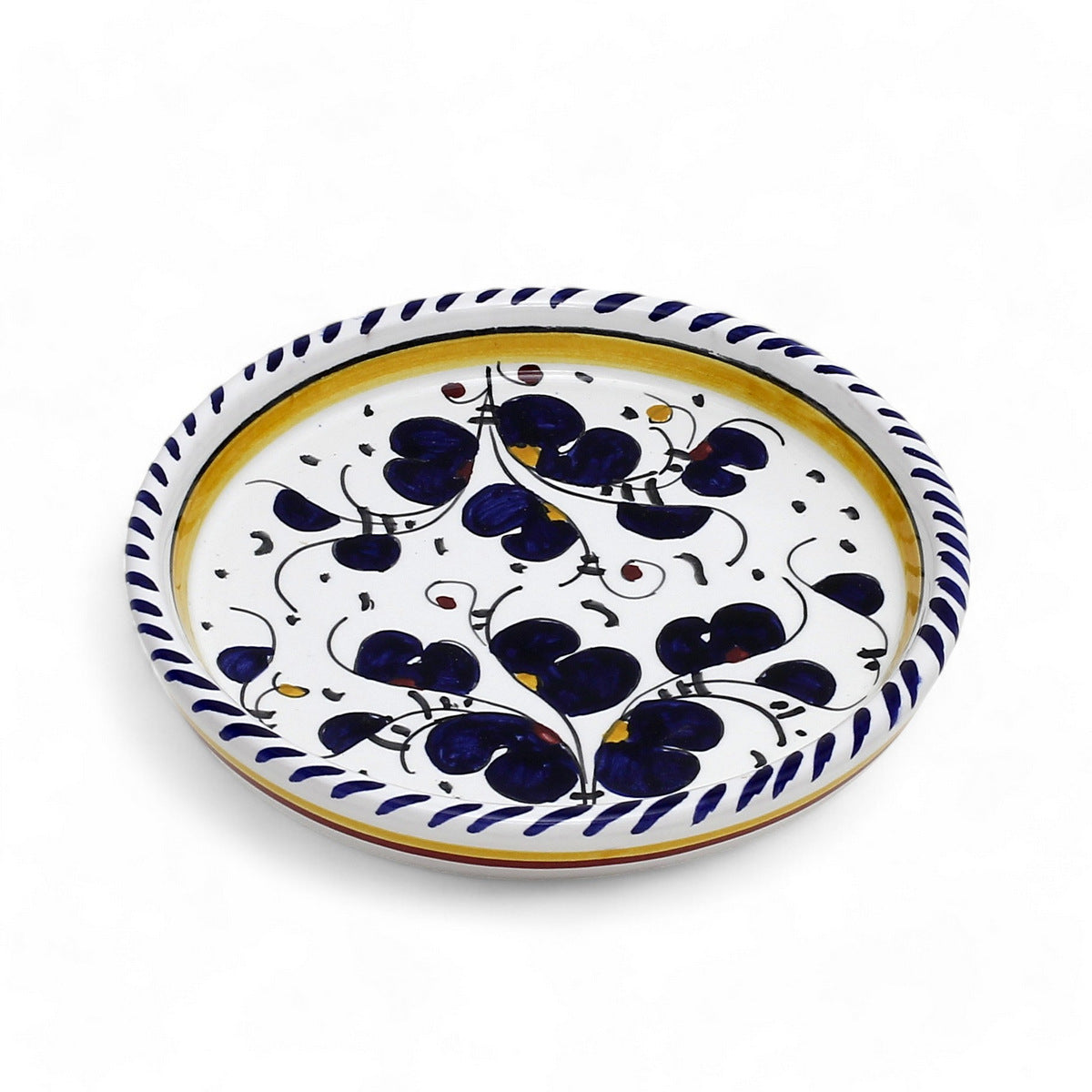 ORVIETO BLUE ROOSTER: Deruta Wine Coaster/Dipping Bowl