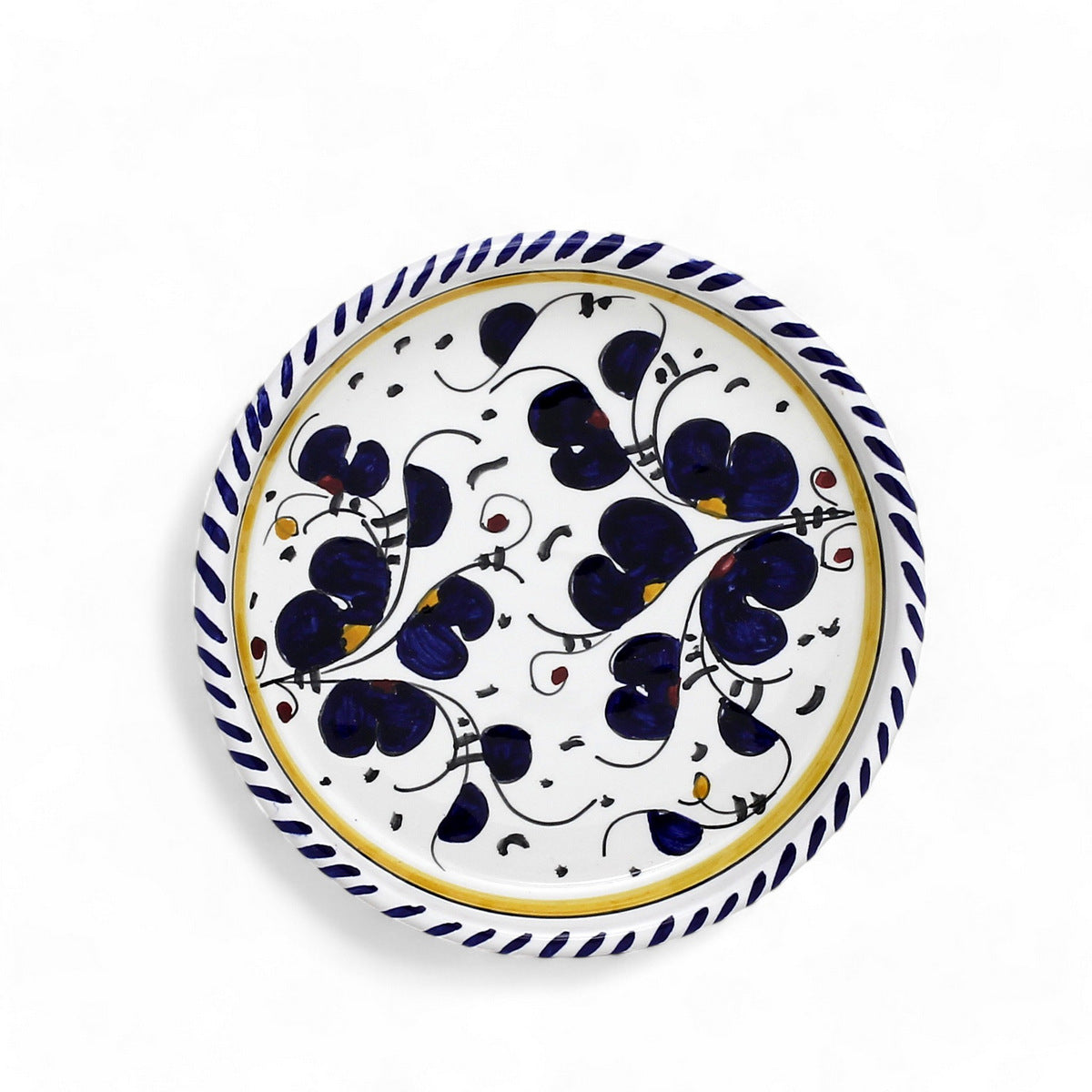 ORVIETO BLUE ROOSTER: Deruta Wine Dipping Bowl/Coaster