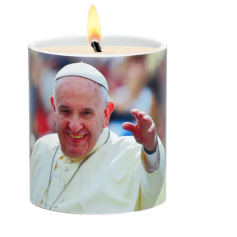 SUBLIMART: Prayer Candle - Porcelain Soy Wax Candle Pope Francis