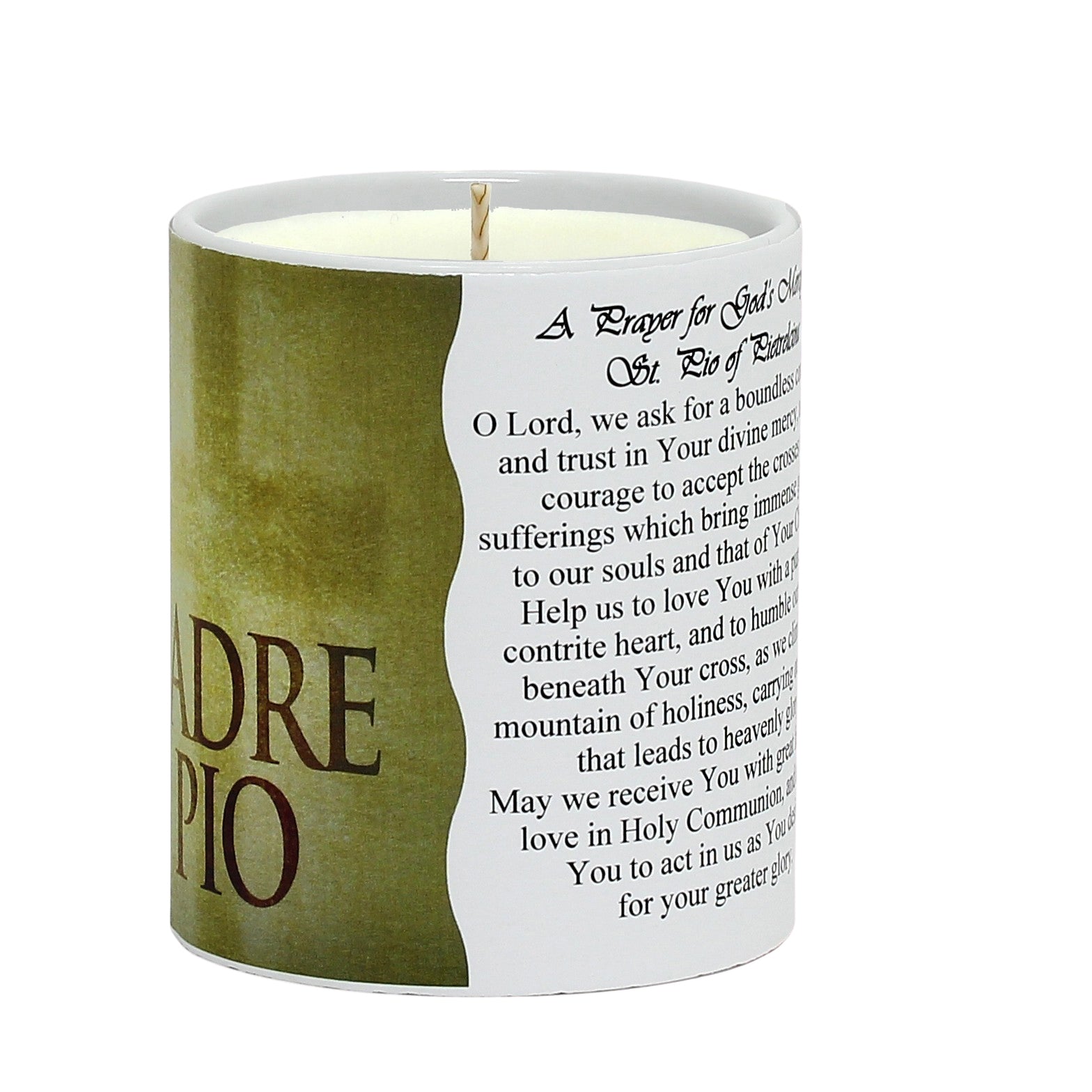 SUBLIMART: Prayer Candle - Porcelain Soy Wax Candle - St. Padre Pio