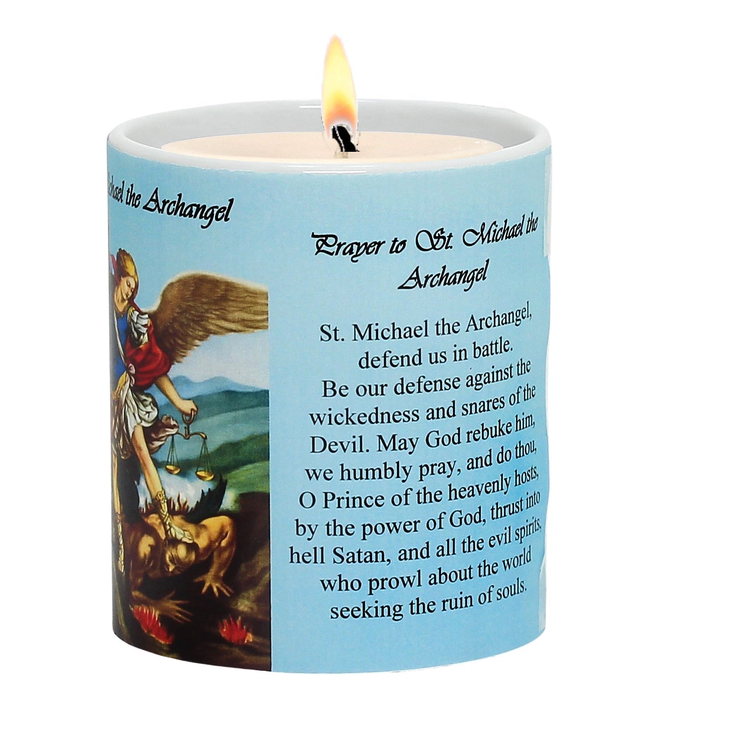 Prayer Candle - Porcelain Soy Wax Candle - St. Michael the 