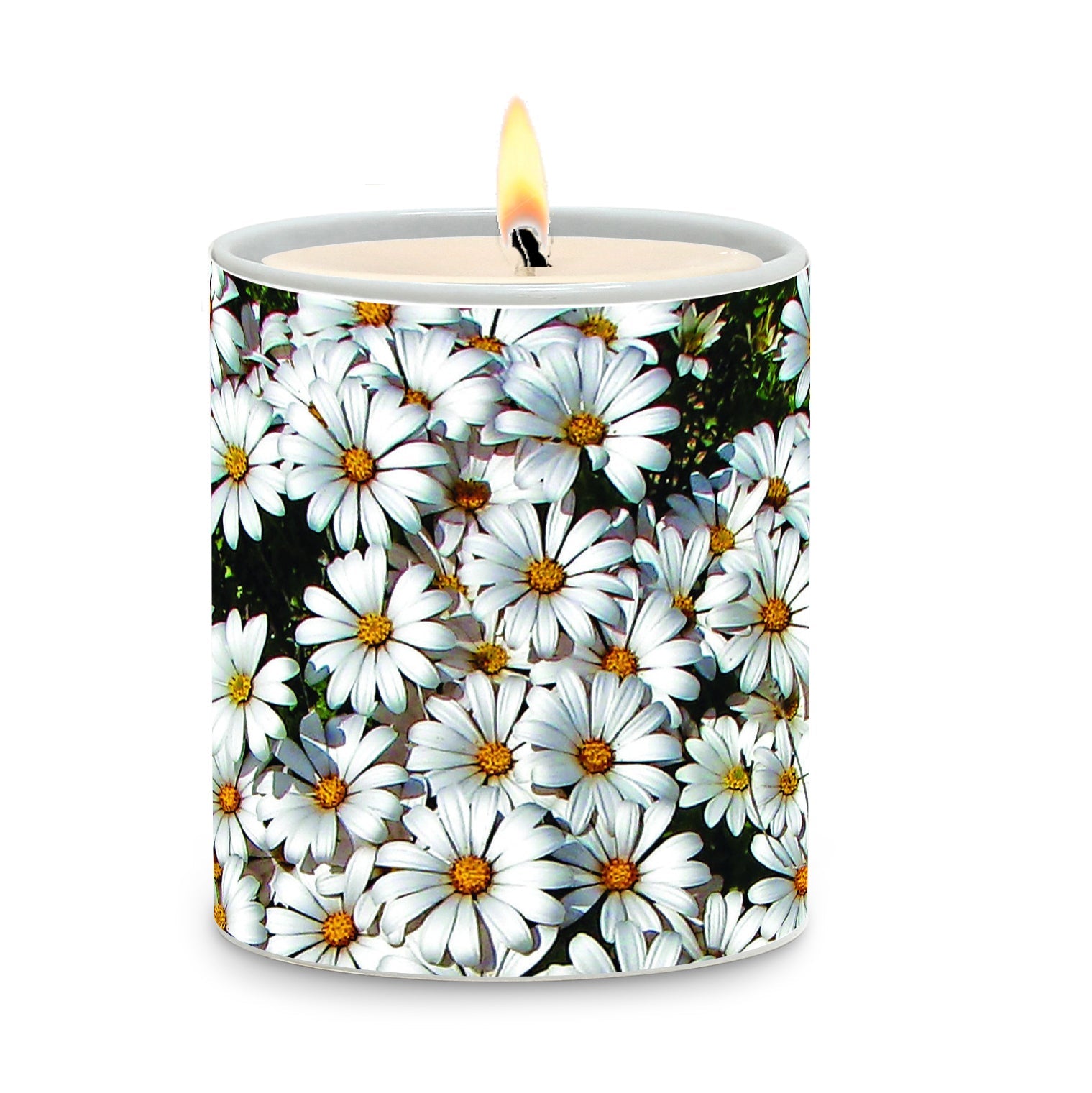 SUBLIMART: Floral - Porcelain Soy Wax Candle 'Daisies" (Design #FLO02)