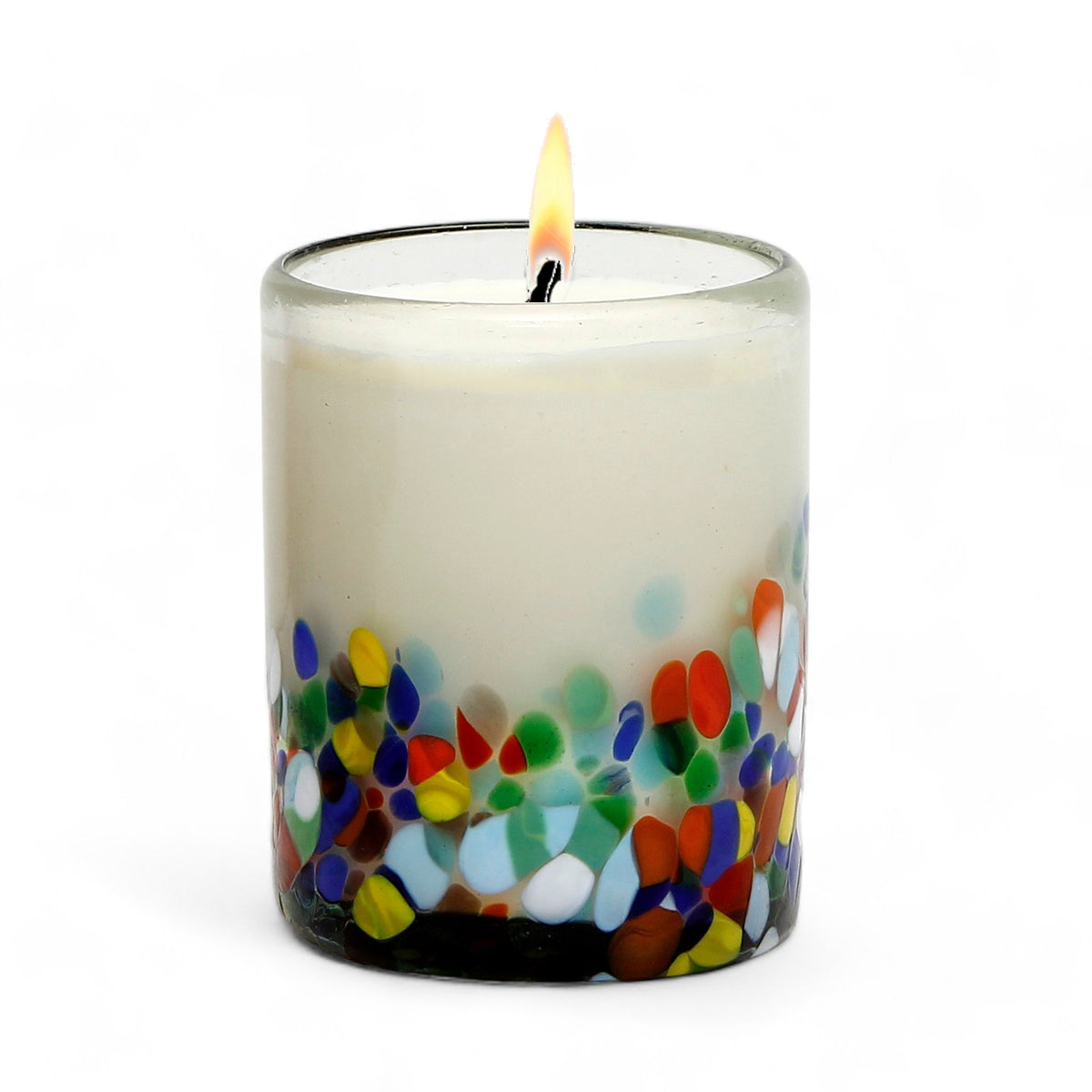 MURANO CANDLE: Murano Murrina Style Glass Tumbler (10 Oz.)