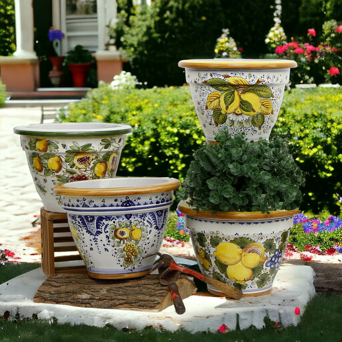 TOSCANA PLANTERS: Round Tuscan planter/vase 'Campana' - Strong Terracotta indoor/outdoor freeze resistant - FRUTTINA Design