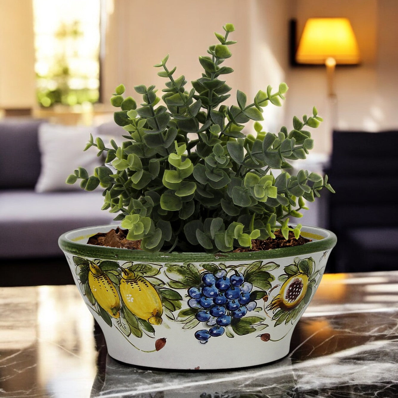 TOSCANA PLANTERS: Medium Round Tuscan Lown Bowl Planter 'Ciotolone' - Strong Terracotta indoor/outdoor freeze resistant - LIMONI FONDO MIELE Design