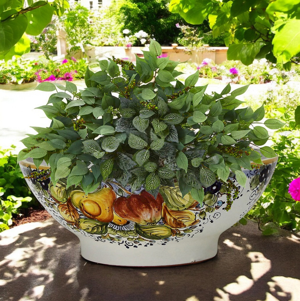 TOSCANA PLANTERS: Large Round Tuscan Lown Bowl Planter 'Ciotolone' - Strong Terracotta indoor/outdoor freeze resistant - FRUTTA Design