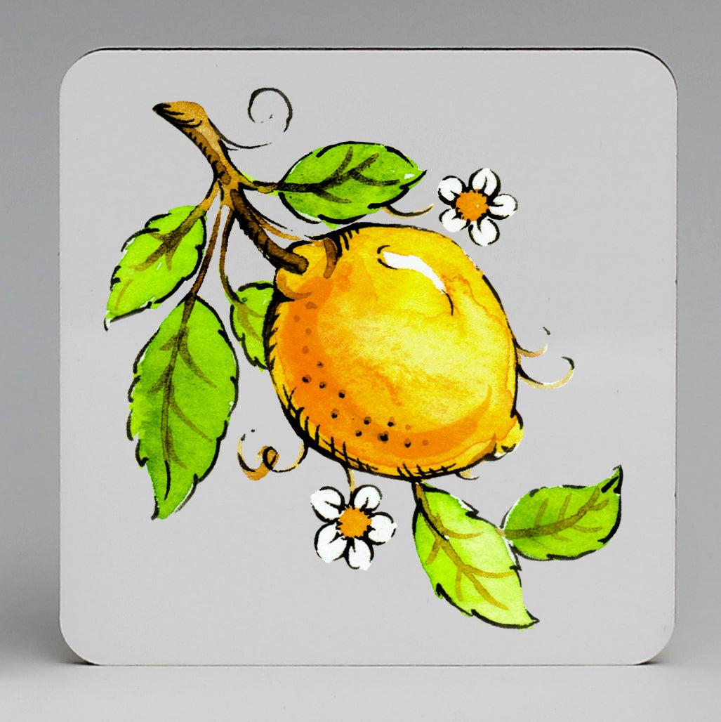 SUBLIMART: MDF Hardboard Set of 4 Coasters - Design: Deruta - Tuscan Lemons