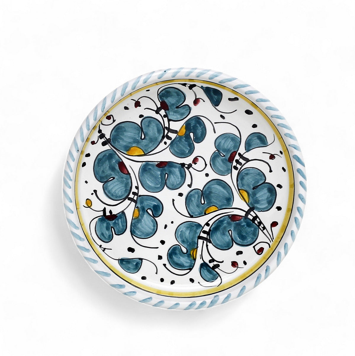 ORVIETO GREEN ROOSTER: Deruta Dipping Bowl/Coaster