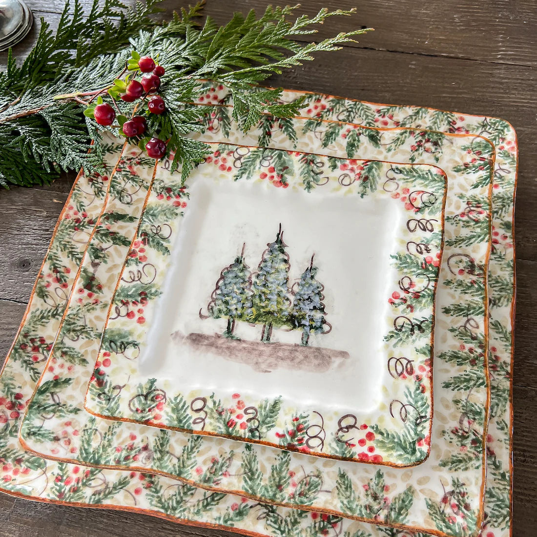 ARTE ITALICA: Natale Square Salad Plate