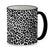 SUBLIMART: Pets Art - Beautiful Black & White Leopard Design Mug with Black Rim and Handle