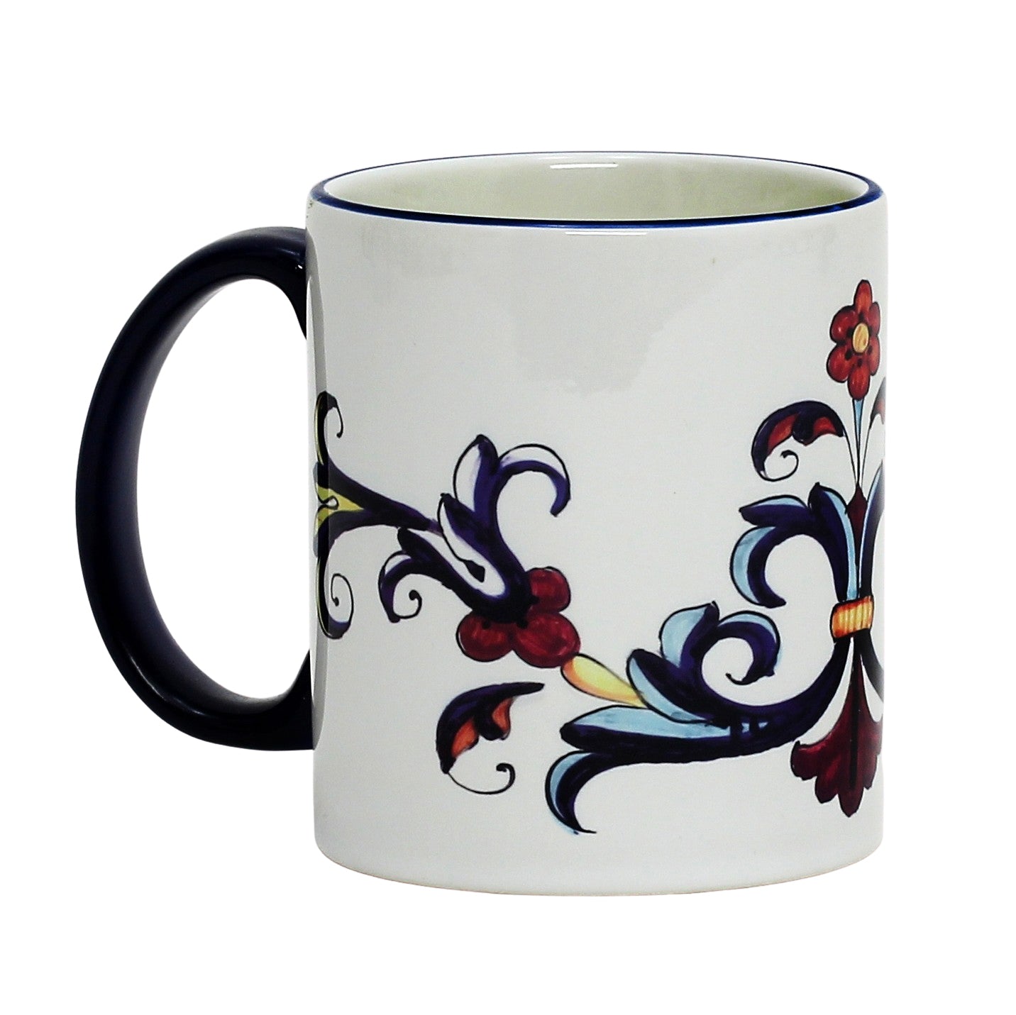 SUBLIMART: Printed Deruta style Mug with Blue Rim with simplified design