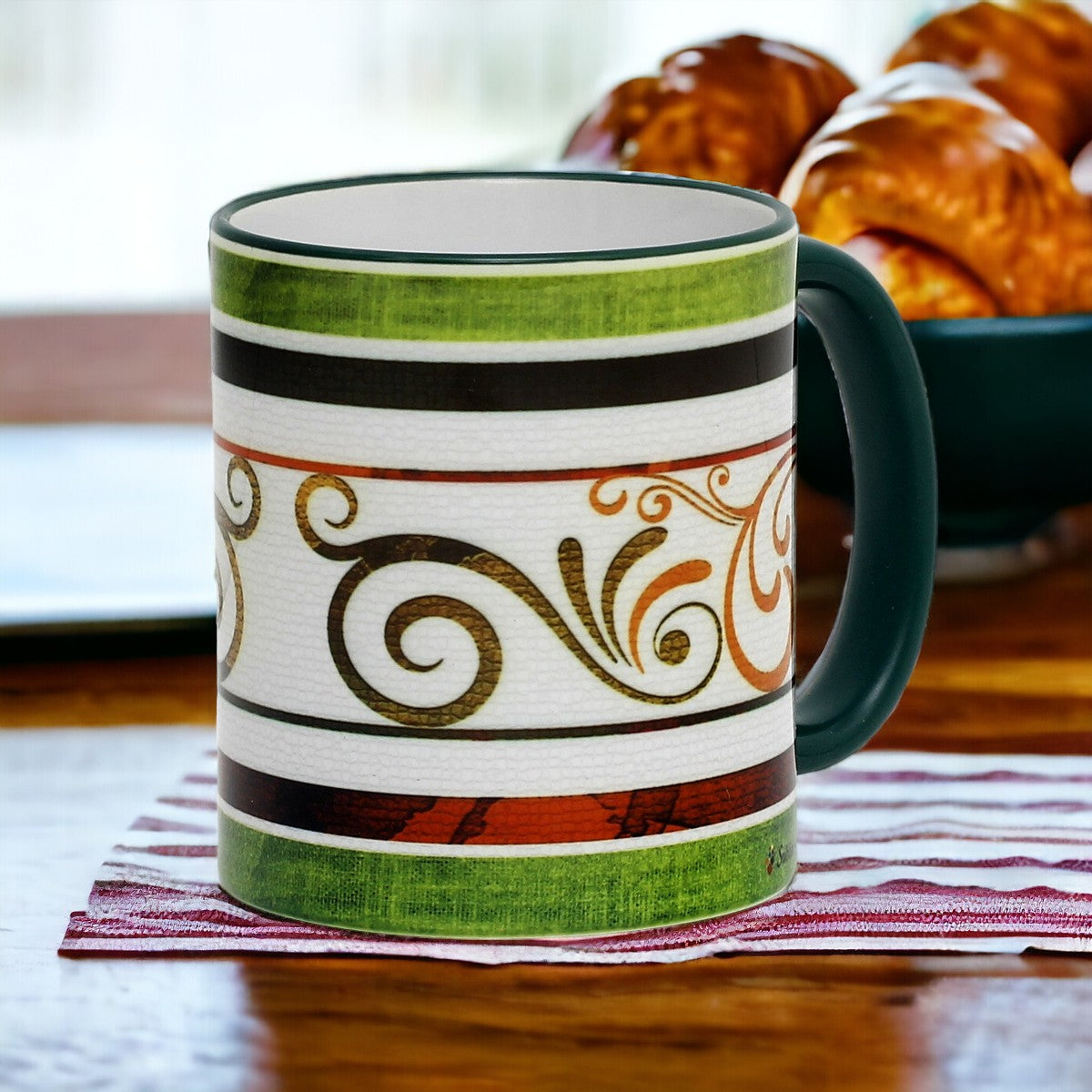 SUBLIMART: Ricco Italia Mug Green Handle+Rim - by Mario Bruno (Design 6400)