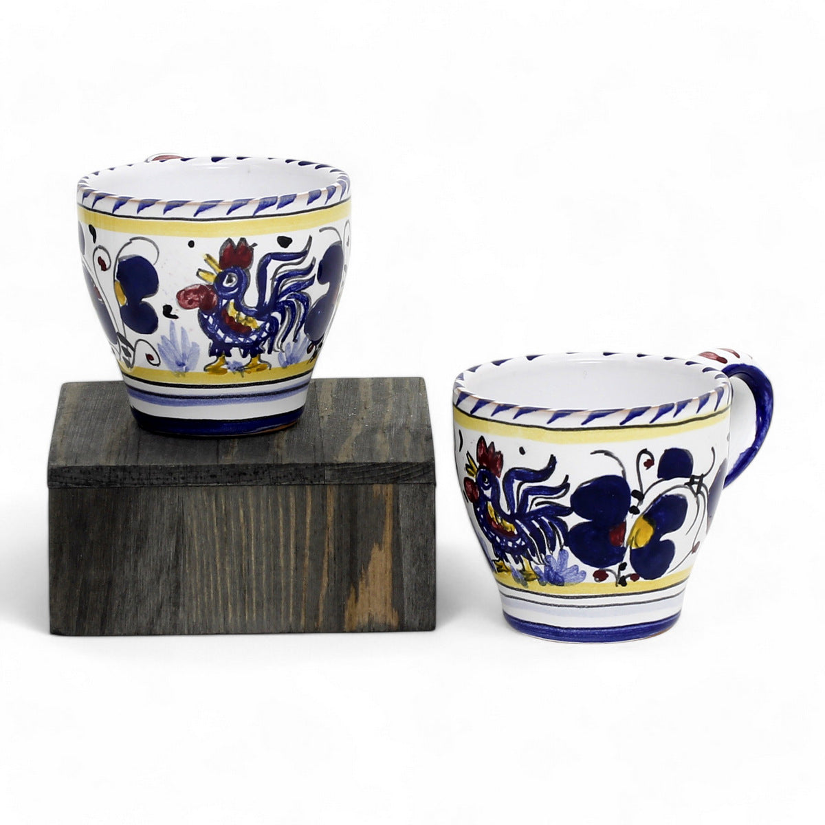 ORVIETO BLUE ROOSTER: Shaped Espresso Cup (3 Oz)