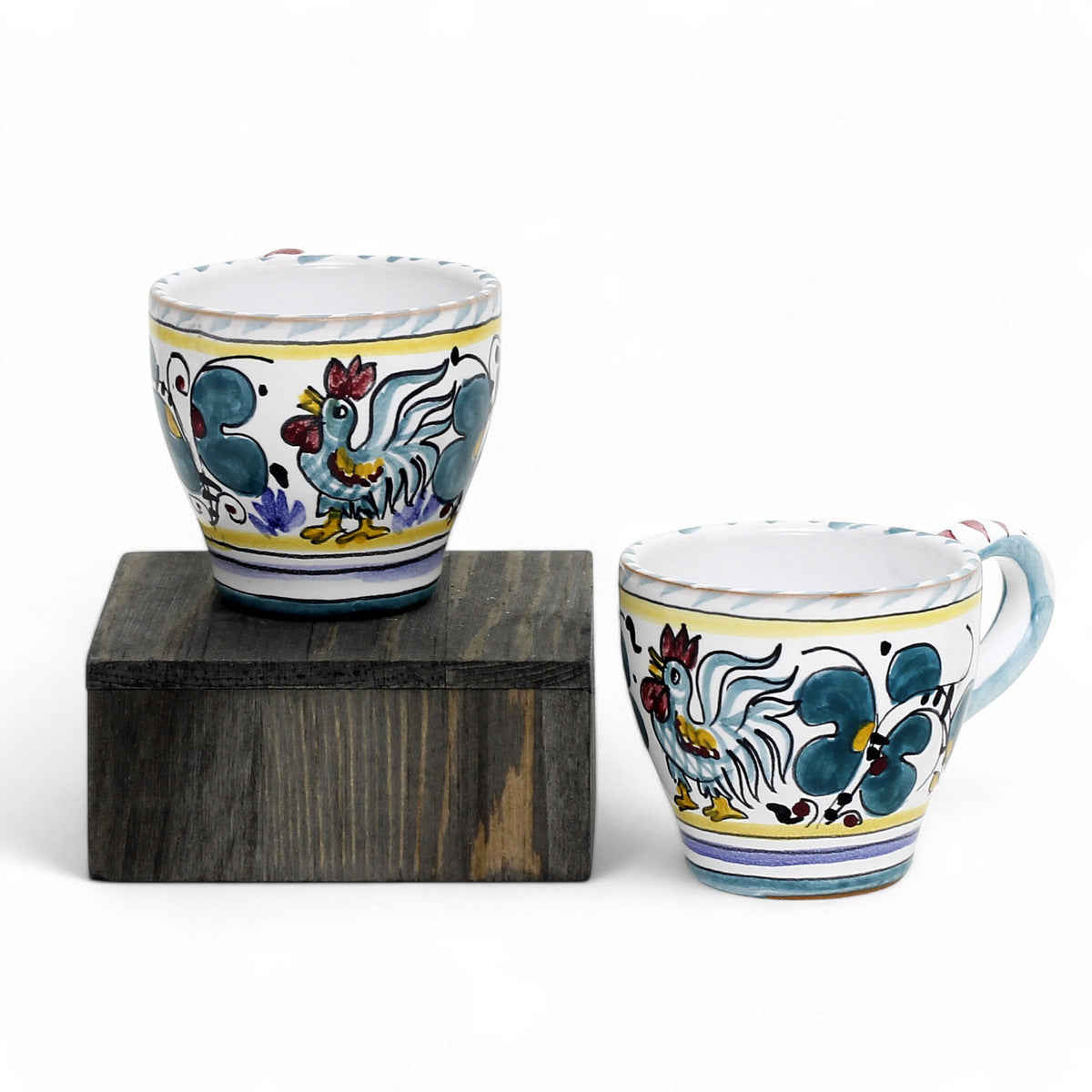 ORVIETO GREEN ROOSTER: Shaped Espresso Cup (3 Oz)