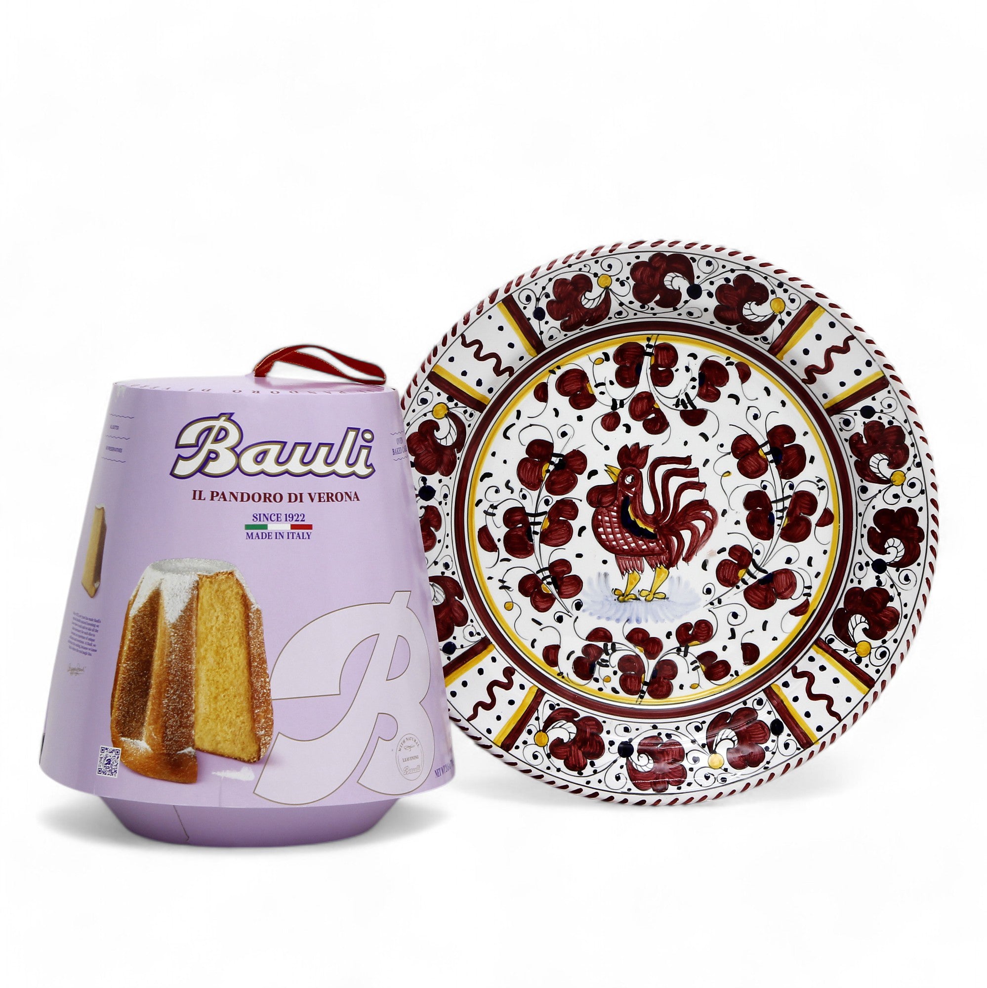 ORVIETO RED ROOSTER: Charger Buffet Platter + Pandoro Bauli Holidays Bundle