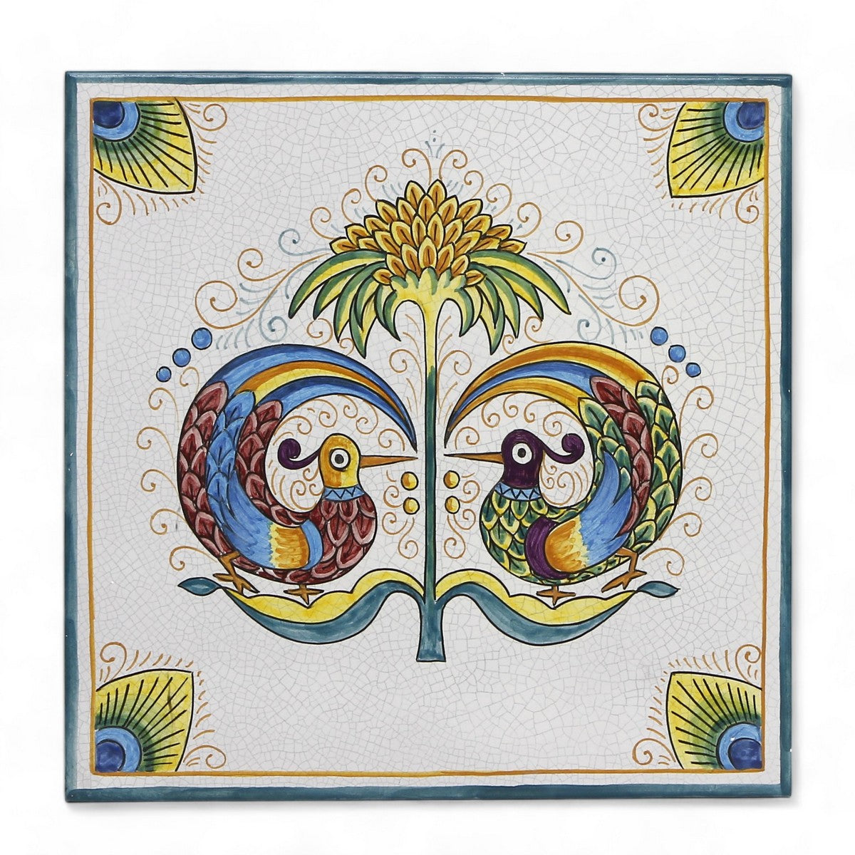 ANTICA DERUTA: Large Hand Painted Ceramic Authentic Deruta Tile