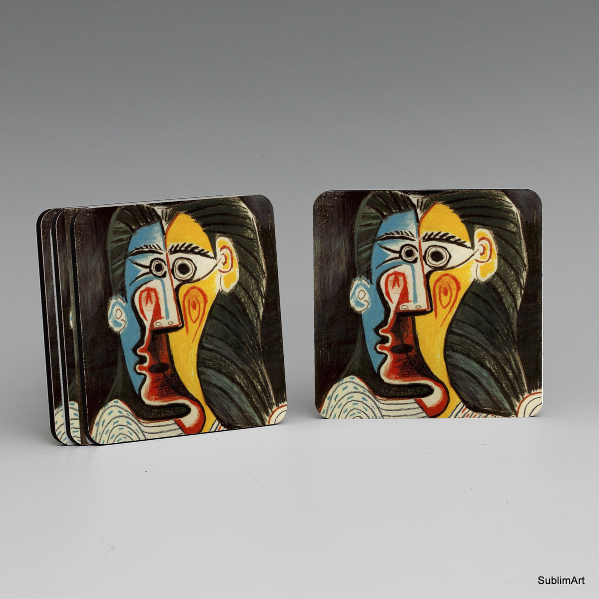 SUBLIMART: MDF Hardboard Set of 4 Coasters - Design: Picasso Modernism 01