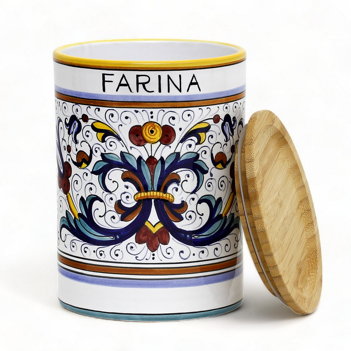 Ricco Bamboo Sealed Canister - Farina (Flour) - Italian Ceramics