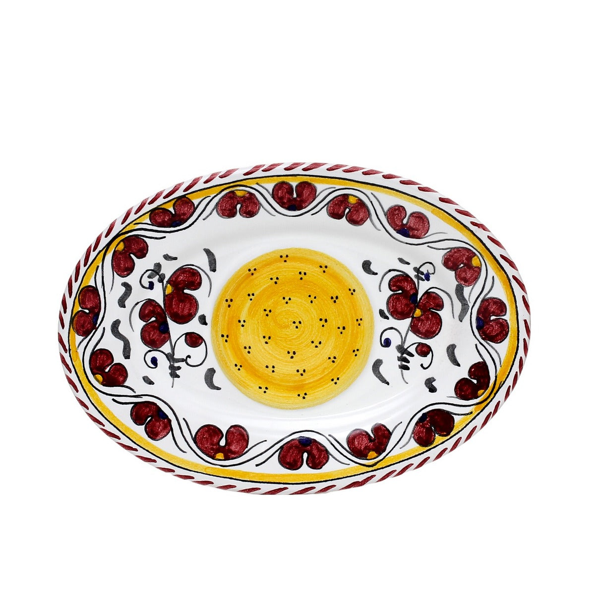 GIFT BOX GOLD: With authentic Deruta hand painted ceramic - ORVIETO RED ROOSTER: Small Oval Plate (Copy)