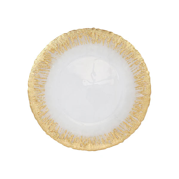 VIETRI: Rufolo Glass Gold Brushstoke Dinner Plate