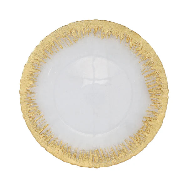 VIETRI: Rufolo Glass Gold Brushstroke Service Plate/Charger