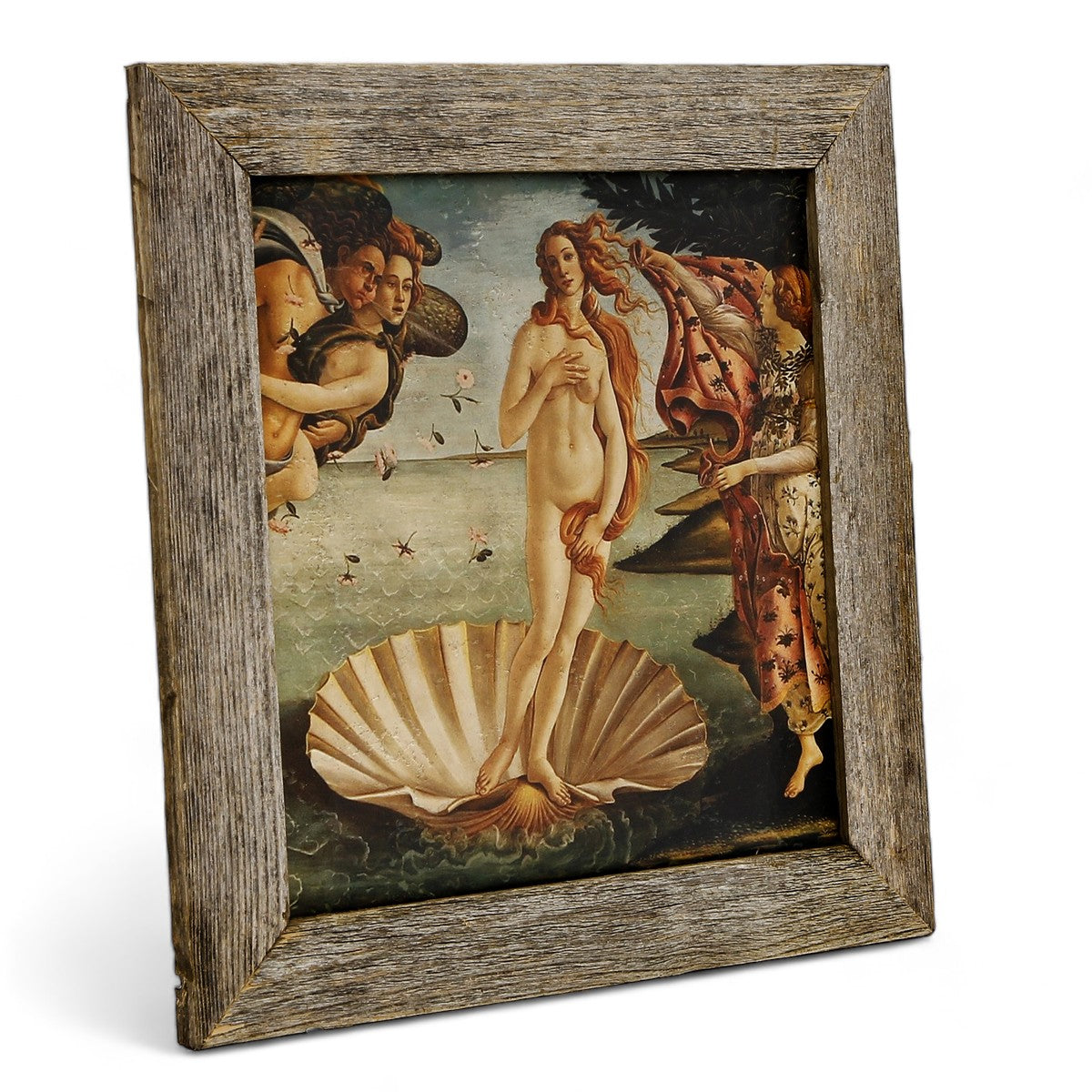 AFFRESCO: Ceramic Tile on Distressed Reclaimed Barn Wood Frame - Opera "Opera The Birth of Venus" by Sandro Botticelli