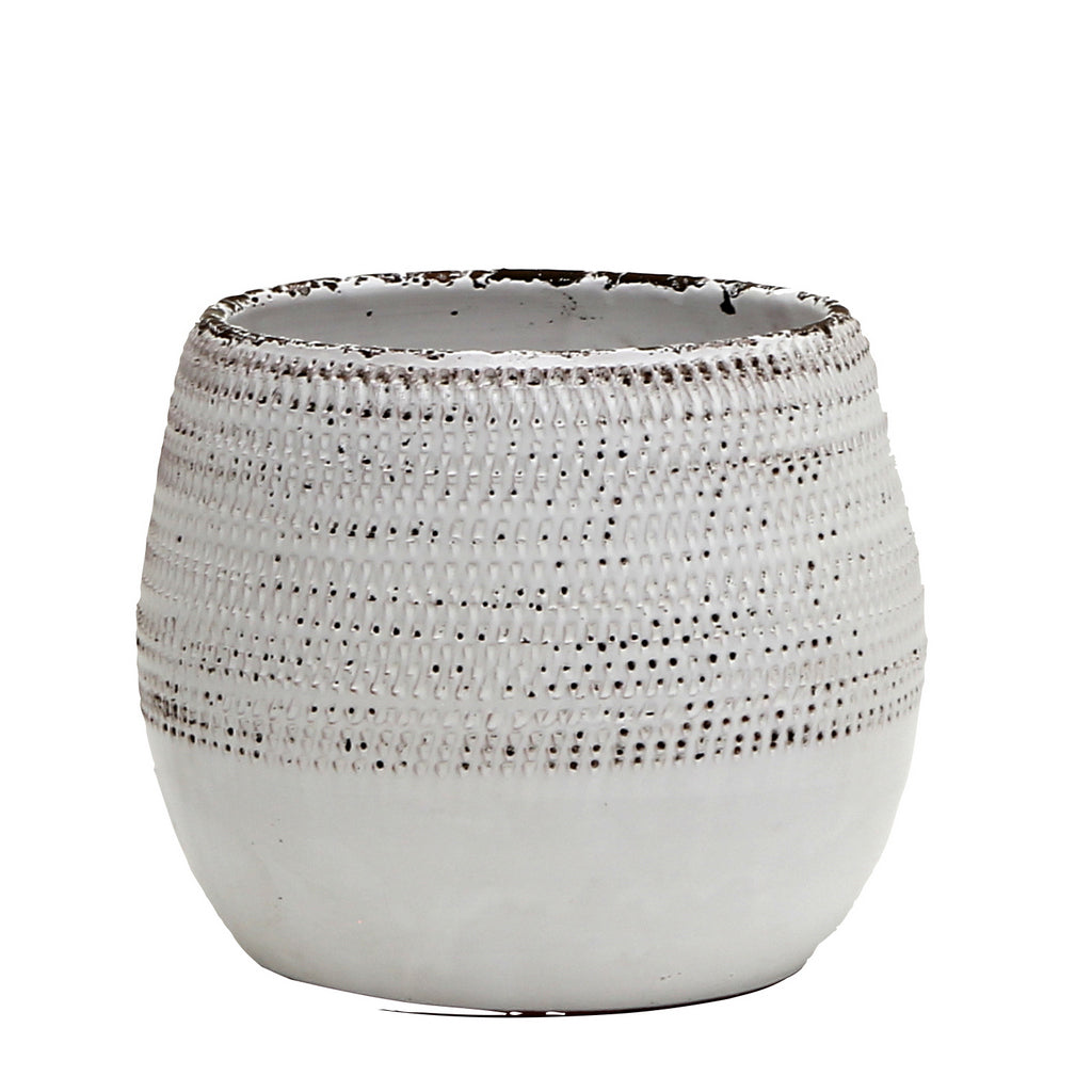 SCAVO Giardini Garden: Round 'Rullato' Cachepot/Planter Small WHITE - Artistica.com