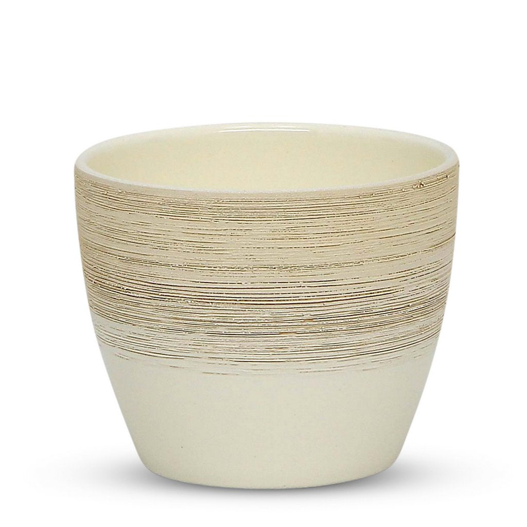 ELEGANTE: Graffito Rustico Vanilla Cream Ceramic Flower Pot Small (5.5&quot; H.) - Artistica.com