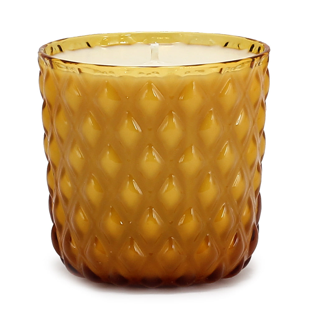 CRYSTAL CANDLES: Net Glass Design Candle ~ AMBER (10 Oz) - Artistica.com