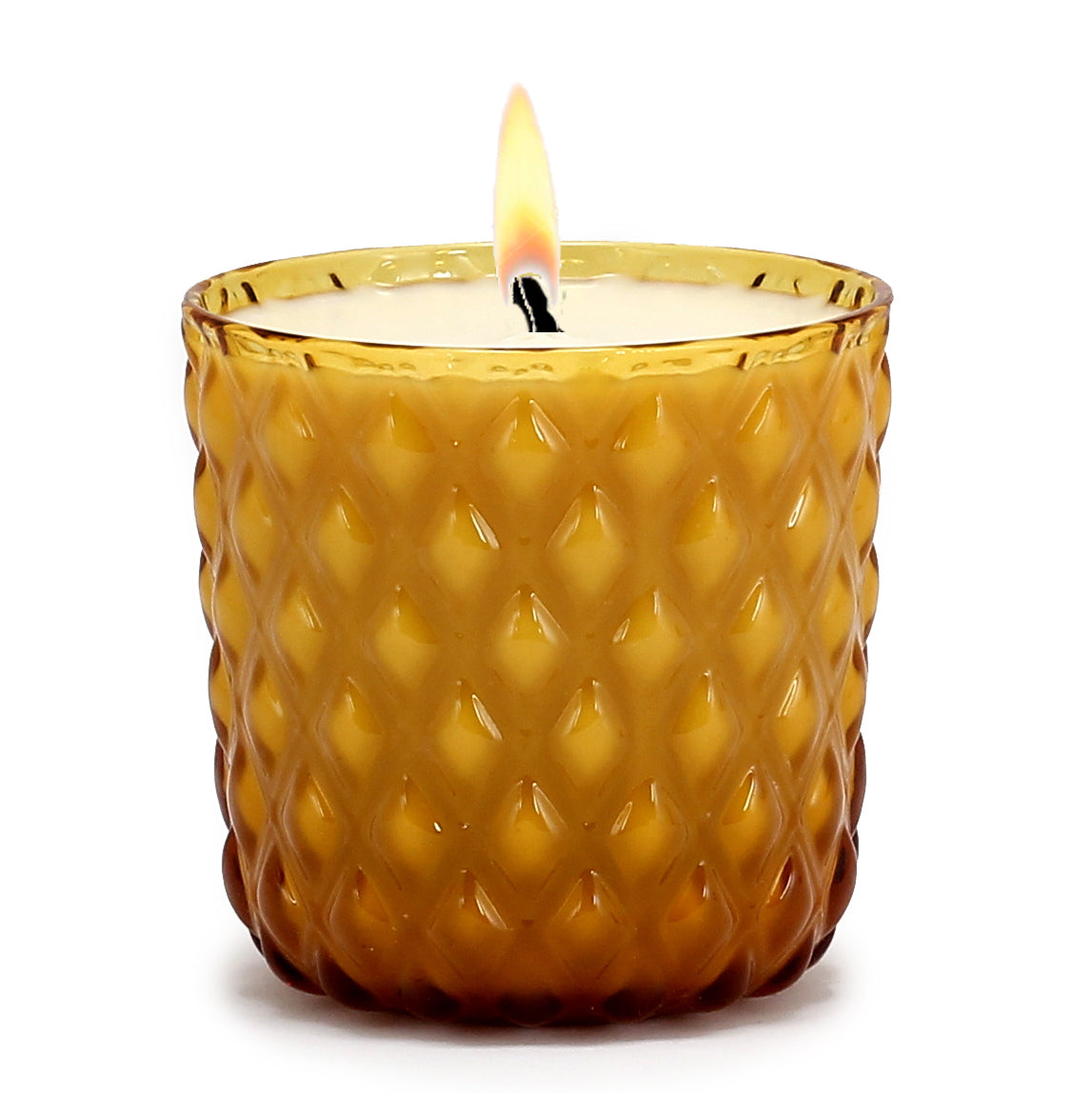 CRYSTAL CANDLES: Net Glass Design Candle ~ AMBER (10 Oz) - Artistica.com