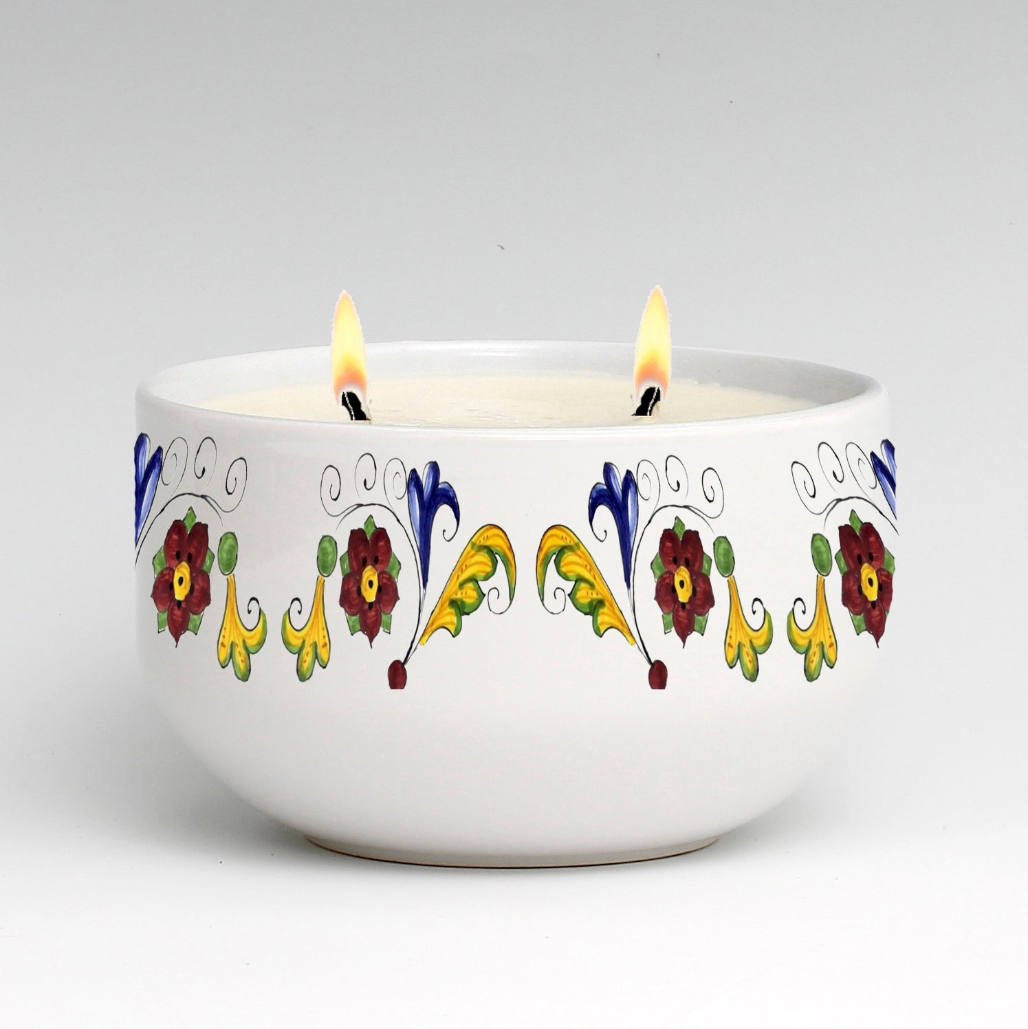 Two Wicks Soy Wax Candle in a Porcelain Bowl - Deruta Style Sublimart –  SublimArt