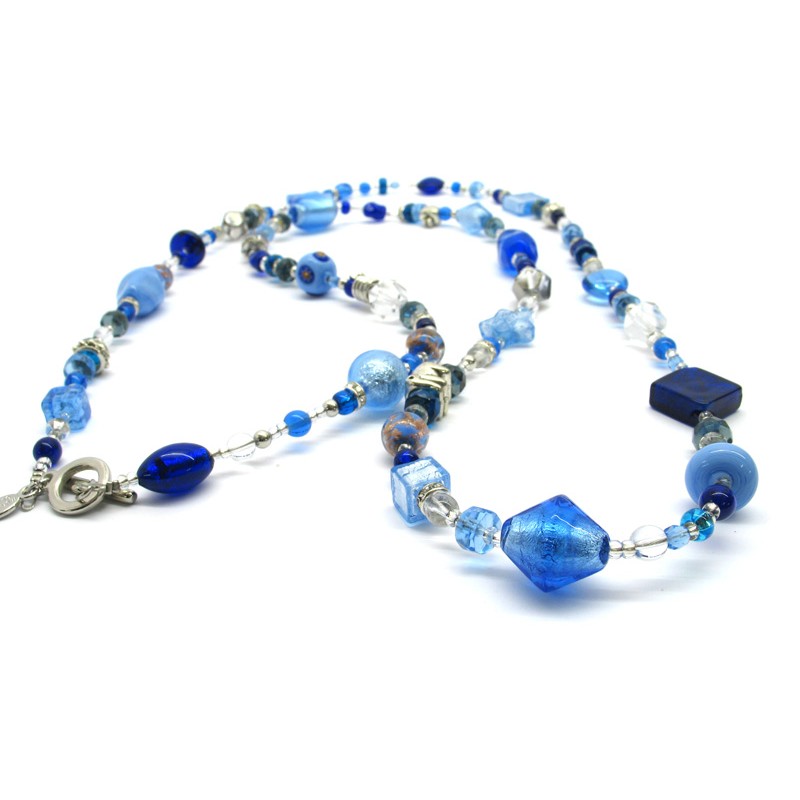 Murano MURRINA: Hand Blown Murano Glass Necklace Giuditta - Aqua/Blue