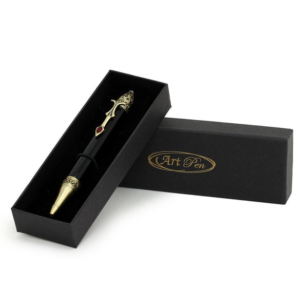 ART-PEN: shops Handcrafted Luxury Twist Pen - Deruta Perugino - Ant. Pewter with Marble Galaxy Black body.