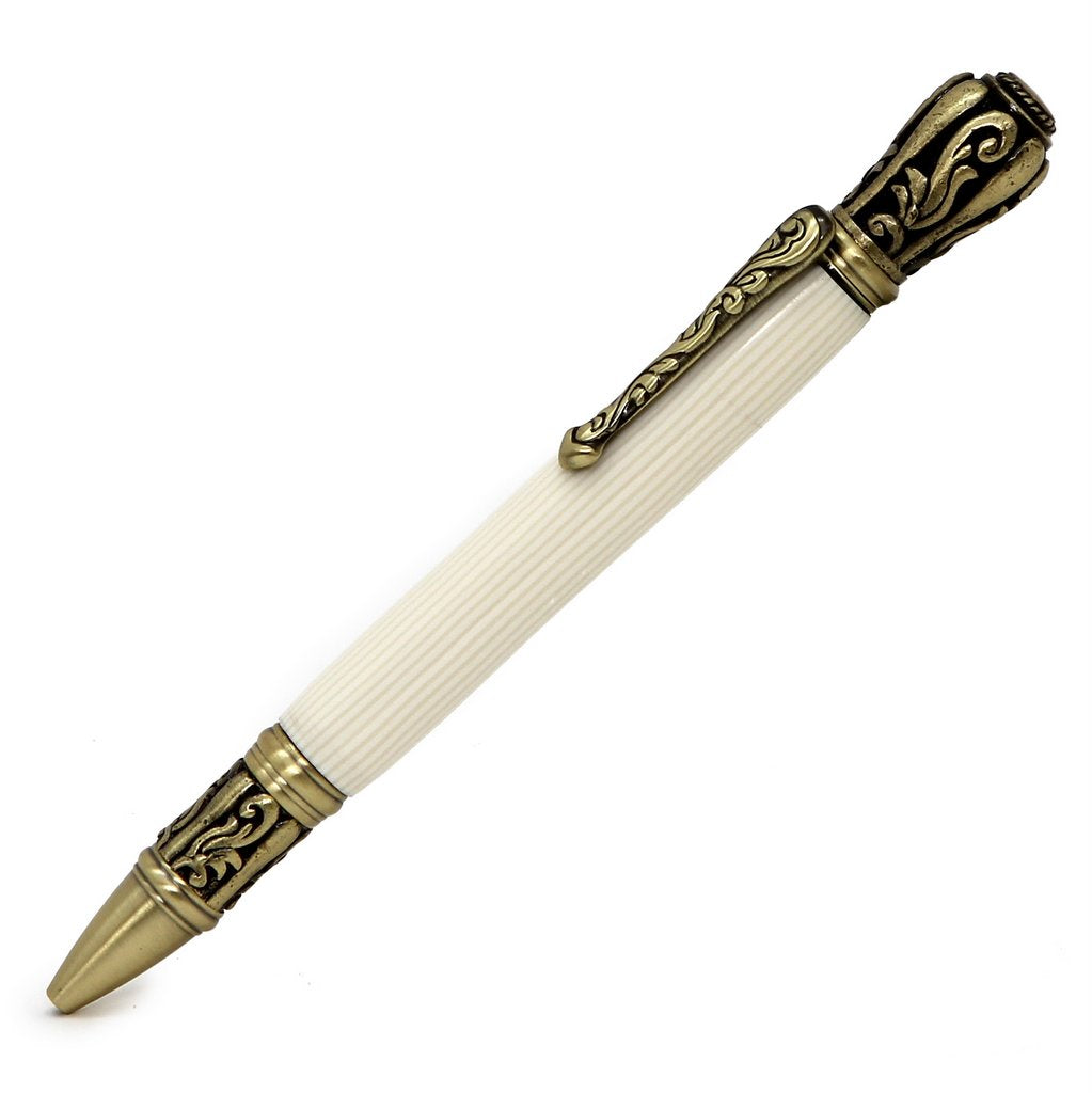 ART-PEN: Handcrafted Luxury Twist Pen - Deruta Perugino - Ant. Pewter with Marble selling Galaxy Black body.