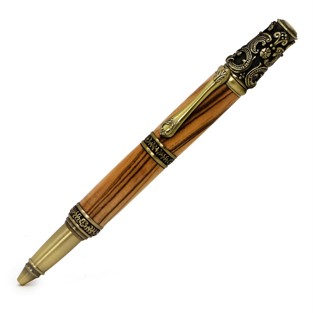 Industrial Wooden Pen, Handmade Twist Pen in Antique Brass and 2024 Laminate Wood