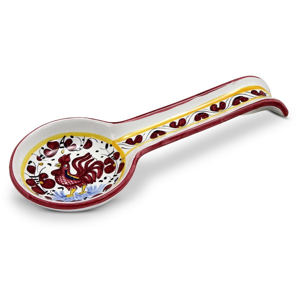 ORVIETO RED ROOSTER: Spoon Rest [SOLID RIM] [R]